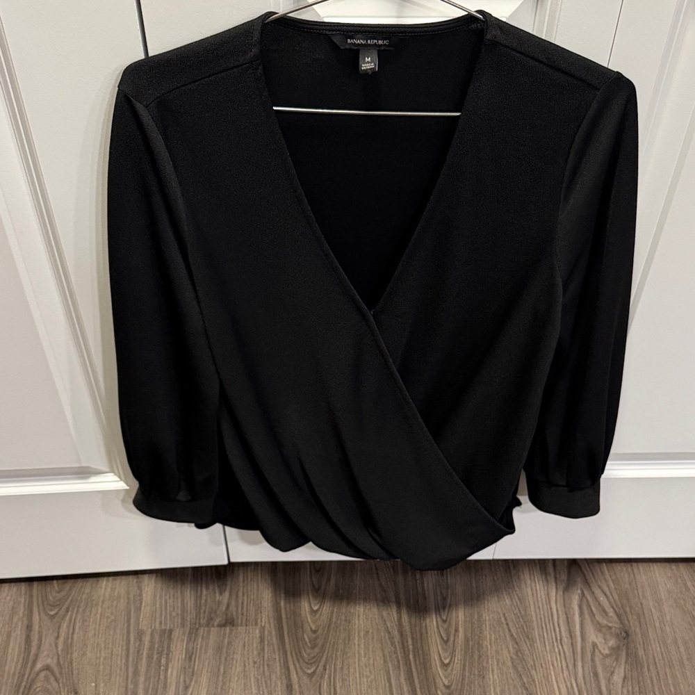 Banana Republic Classic Black Wrap Blouse